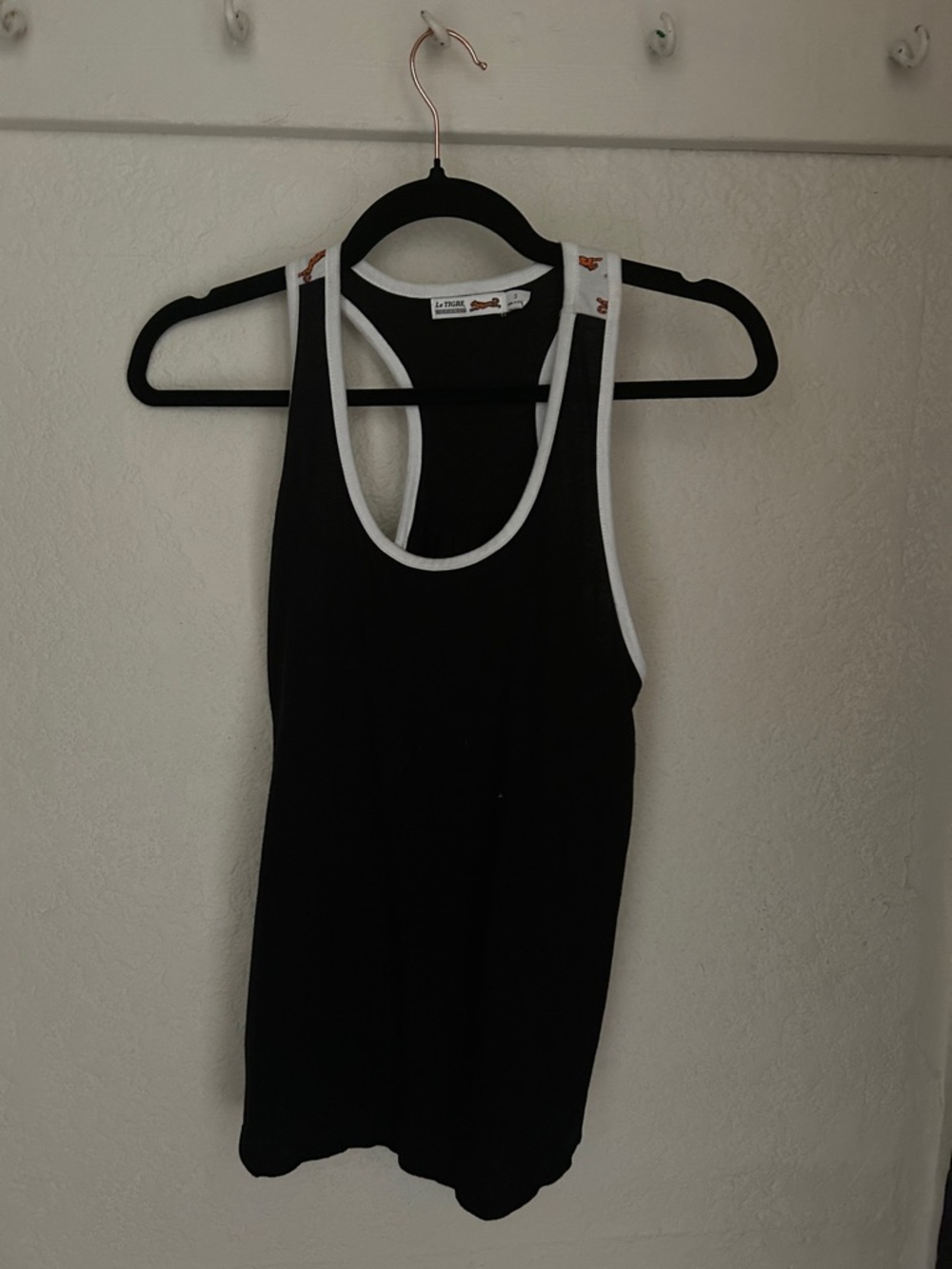 Le Tigre Black Racerback Tank with White Trim